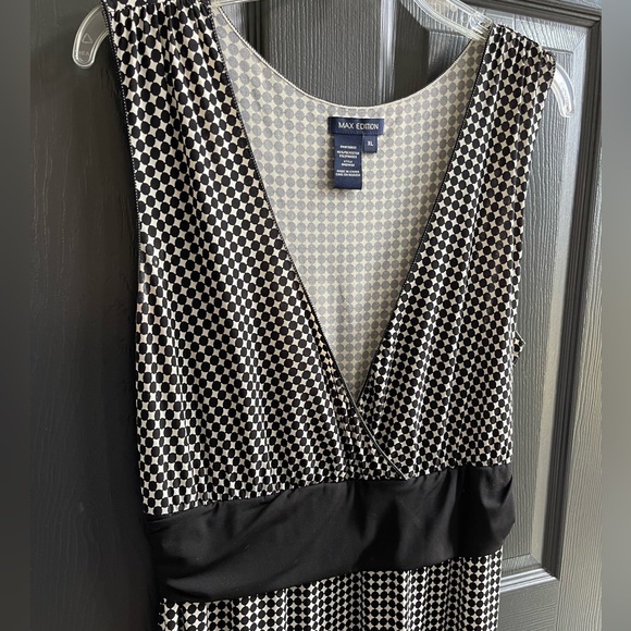 MAX STUDIO Polka Dot Black White Maxi Dress Sleeveless Waist Size XL - Picture 3 of 8
